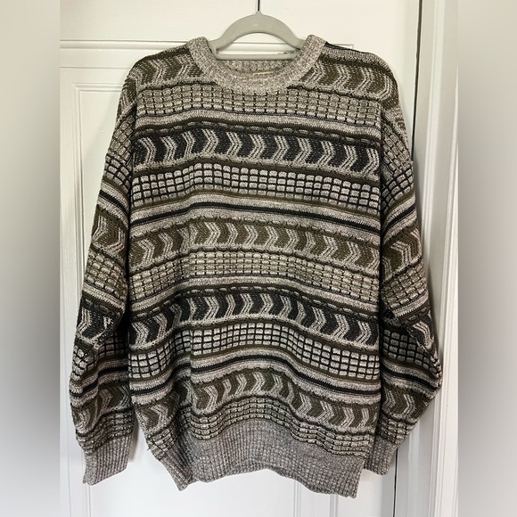 Vintage St. John’s Bay Sweater XL Coogi Styl 90s Chunky Knit Earth Tone Pullover - Picture 7 of 7